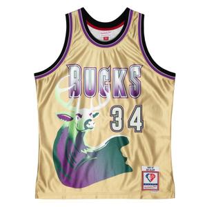 smjy4398-mbu96ralgold-maillot-nba-milwaukee-bucks-ray-allen-swingman-75th-1996-97-gold