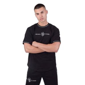 2210218-bk-t-shirt-avec-bande-contrastee-project-x-paris-logotee-noir