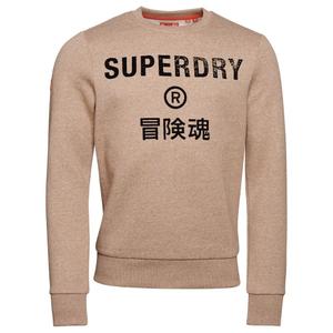 m2013144a-9xe-sweatshirt-ras-du-cou-superdry-vintage-logo-fauve-mouchete-chine