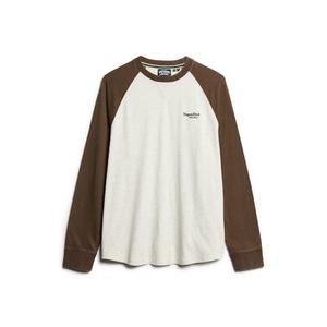 m6010833a-cke-t-shirt-manches-longues-superdry-essential-logo-baseball-gris-eclair-mouchete-marron-fougere