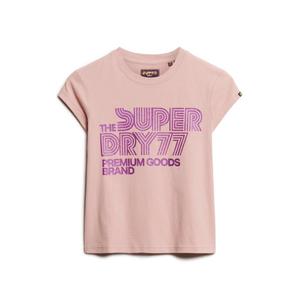 w1011411a-9ee-t-shirt-a-logo-scintillant-femme-superdry-retro-rose-poudre-vintage
